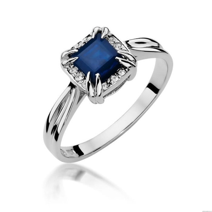 Pierścionek W0358 Szafir 0,70ct białe złoto 375
