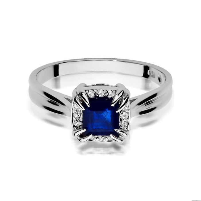 Pierścionek W0358 Szafir 0,70ct białe złoto 375