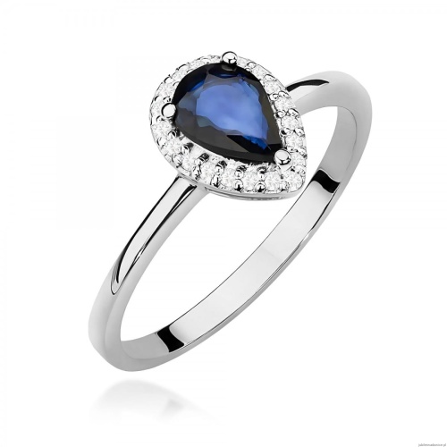 Pierścionek W0455 Szafir 0,60ct białe złoto 375