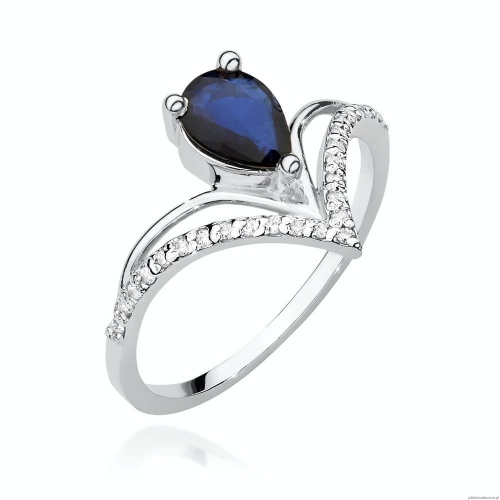 Pierścionek W0487 Szafir 0,60ct białe złoto 375