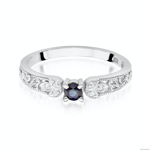 Pierścionek W0411 Szafir 0,15ct białe złoto 375