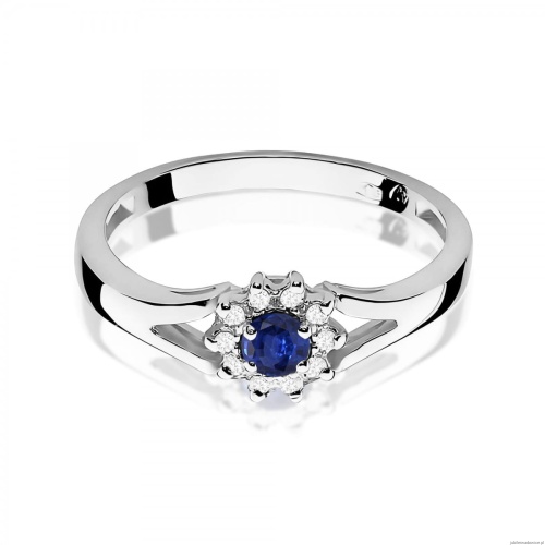 Pierścionek W0185 Szafir 0,15ct białe złoto 375