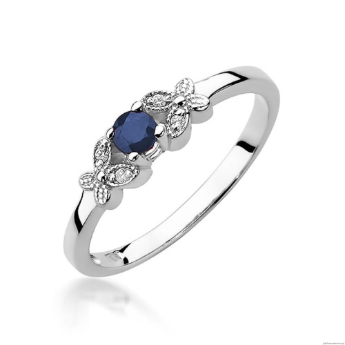 Pierścionek W0414 Szafir 0,15ct białe złoto 375
