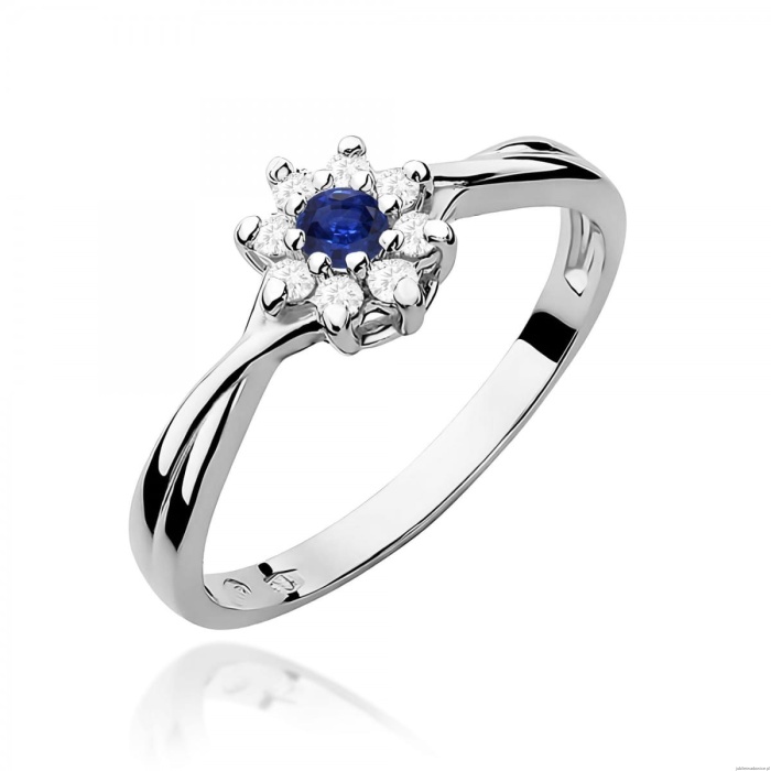 Pierścionek W0072 Szafir 0,15ct białe złoto 375