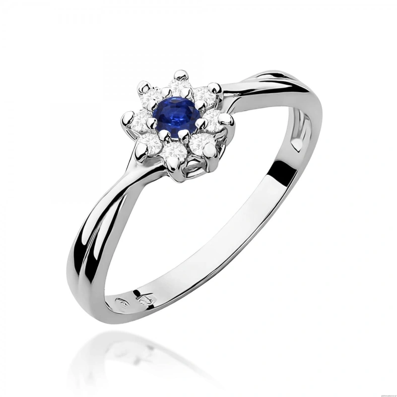 Pierścionek W0072 Szafir 0,15ct białe złoto 375