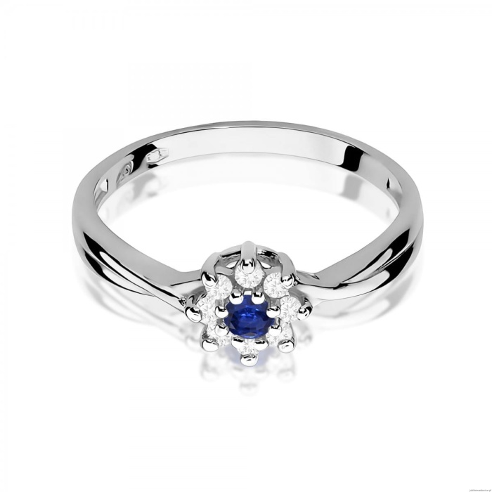 Pierścionek W0072 Szafir 0,15ct białe złoto 375
