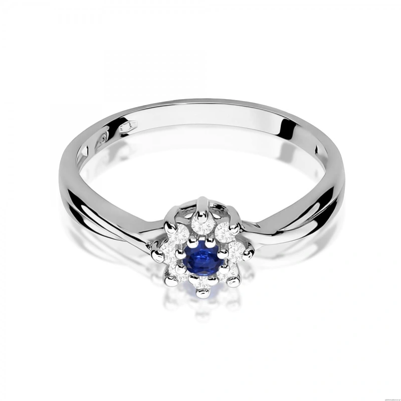 Pierścionek W0072 Szafir 0,15ct białe złoto 375