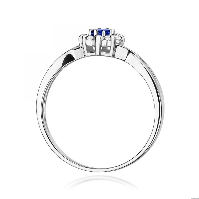 Pierścionek W0072 Szafir 0,15ct białe złoto 375
