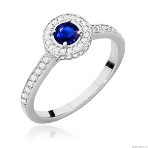 Pierścionek W0559 Szafir 0,30ct białe złoto 375