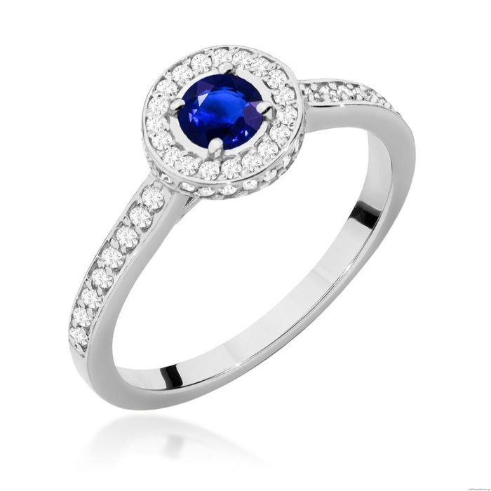 Pierścionek W0559 Szafir 0,30ct białe złoto 375
