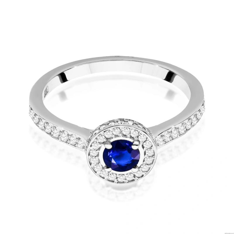 Pierścionek W0559 Szafir 0,30ct białe złoto 375