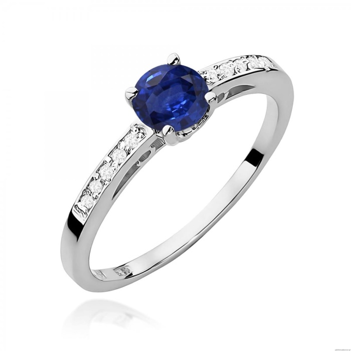 Pierścionek W0066 Szafir 0,50ct białe złoto 375