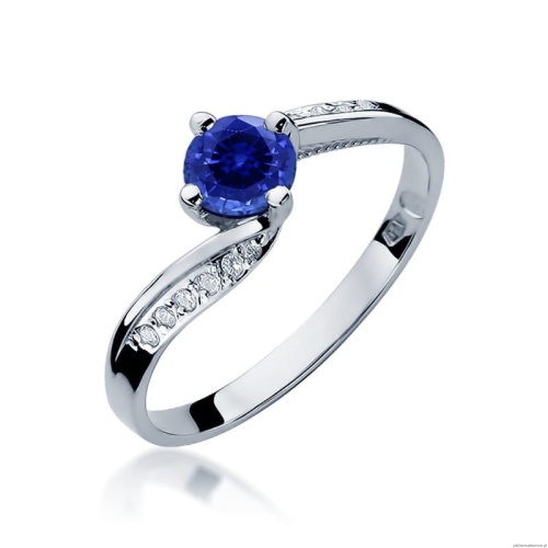 Pierścionek W0084 Szafir 0,50ct białe złoto 375