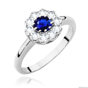 Pierścionek W0529 Szafir 0,50ct białe złoto 375