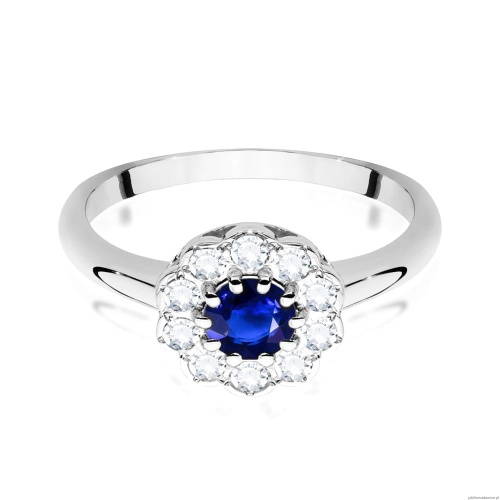 Pierścionek W0529 Szafir 0,50ct białe złoto 375