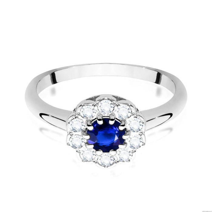 Pierścionek W0529 Szafir 0,50ct białe złoto 375