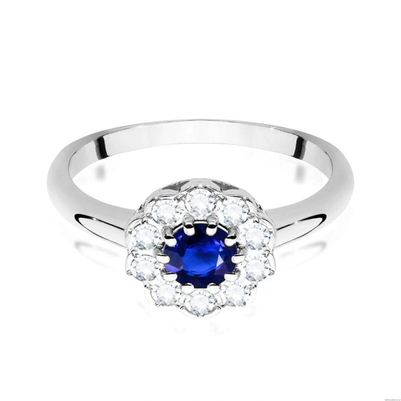 Pierścionek W0529 Szafir 0,50ct białe złoto 375