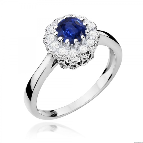 Pierścionek W0284 Szafir 0,50ct białe złoto 375