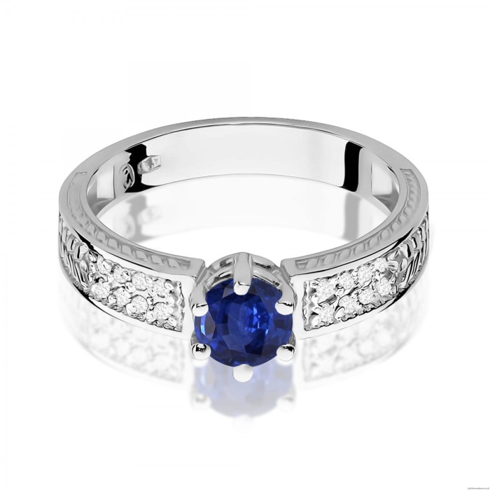 Pierścionek W0075 Szafir 0,50ct białe złoto 375