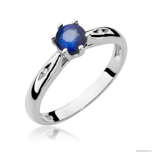 Pierścionek W0074 Szafir 0,50ct białe złoto 375