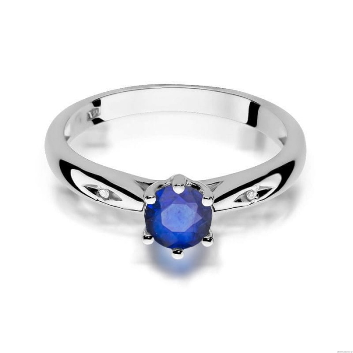 Pierścionek W0074 Szafir 0,50ct białe złoto 375