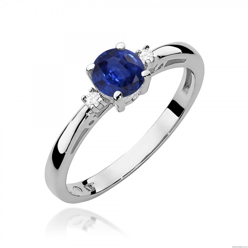 Pierścionek W0010 Szafir 0,50ct białe złoto 375