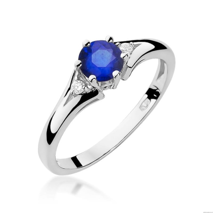 Pierścionek W0076 Szafir 0,50ct białe złoto 375