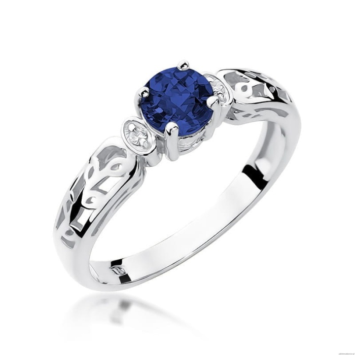Pierścionek W0014 Szafir 0,50ct białe złoto 375