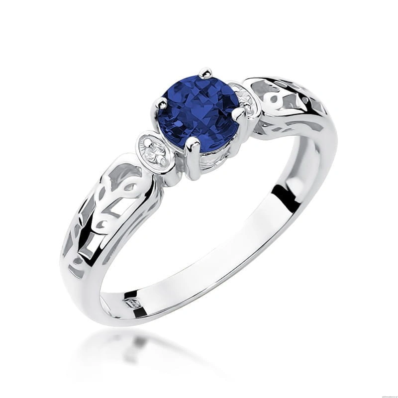 Pierścionek W0014 Szafir 0,50ct białe złoto 375