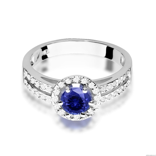 Pierścionek W0087 Szafir 0,50ct białe złoto 375