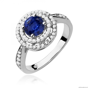 Pierścionek W0274 Szafir 1,00ct białe złoto 375