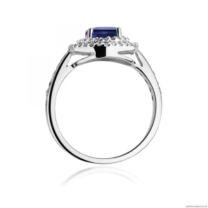 Pierścionek W0274 Szafir 1,00ct białe złoto 375