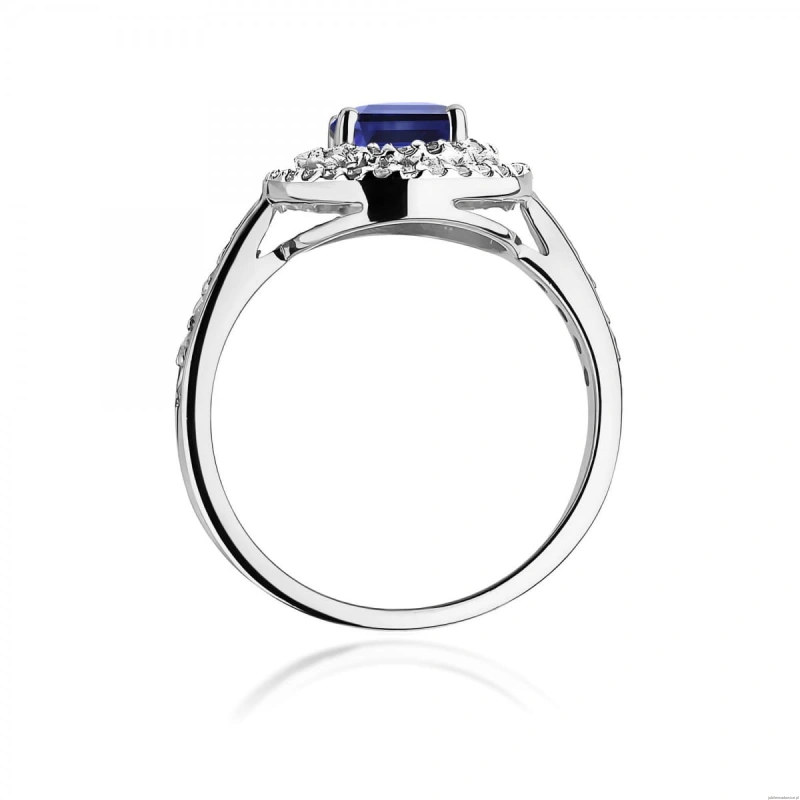 Pierścionek W0274 Szafir 1,00ct białe złoto 375
