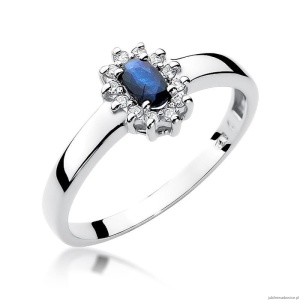 Pierścionek W0026 Szafir 0,30ct białe złoto 375