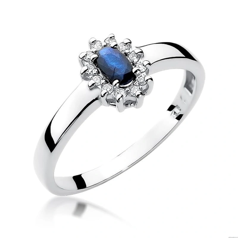 Pierścionek W0026 Szafir 0,30ct białe złoto 375