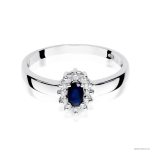 Pierścionek W0026 Szafir 0,30ct białe złoto 375