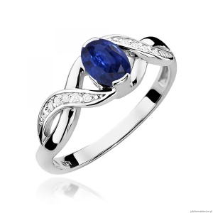 Pierścionek W0028 Szafir 0,70ct białe złoto 375