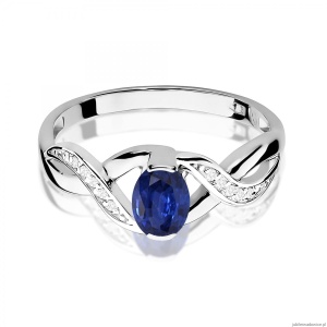 Pierścionek W0028 Szafir 0,70ct białe złoto 375