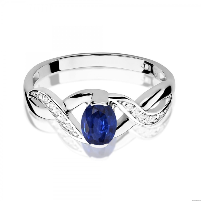 Pierścionek W0028 Szafir 0,70ct białe złoto 375