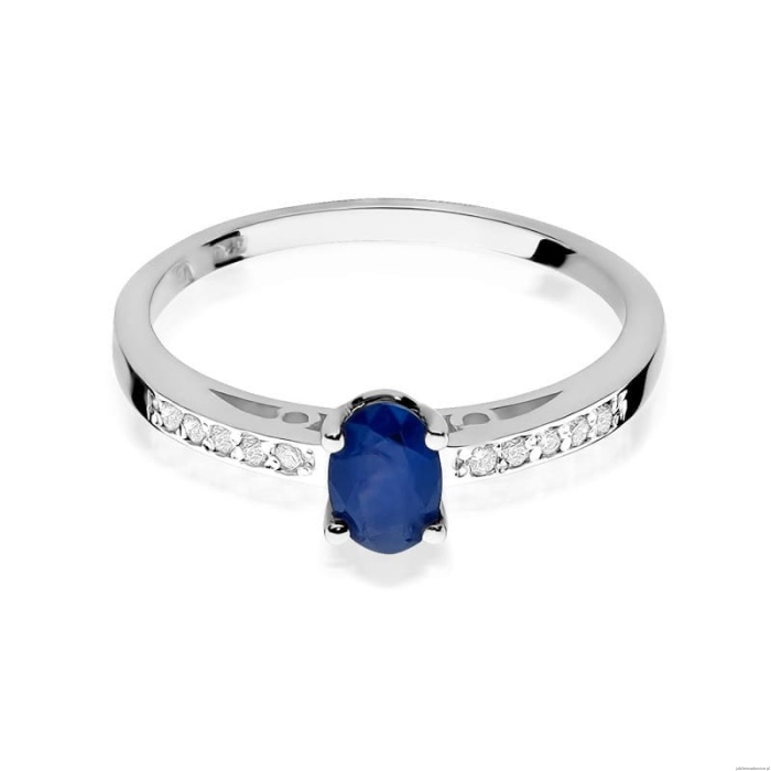 Pierścionek W0067 Szafir 0,70ct białe złoto 375