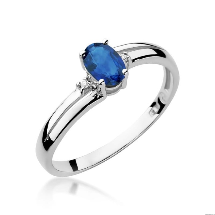 Pierścionek W0068 Szafir 0,70ct białe złoto 375