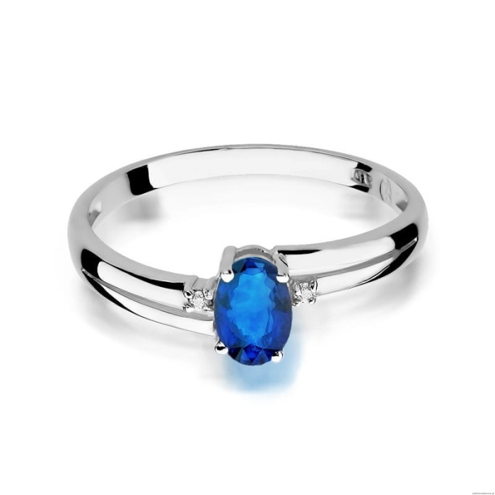 Pierścionek W0068 Szafir 0,70ct białe złoto 375