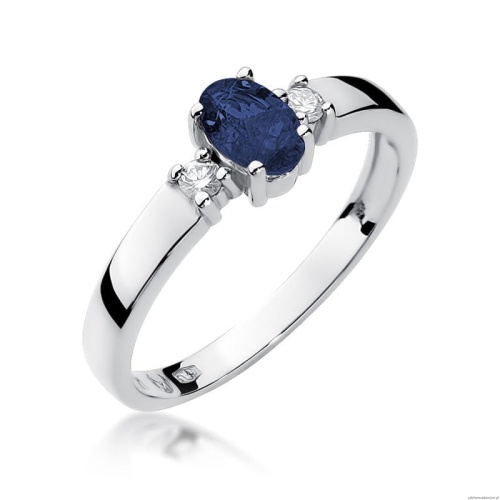 Pierścionek W0264 Szafir 0,70ct białe złoto 375