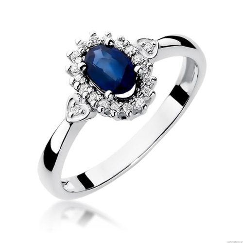 Pierścionek W0312 Szafir 0,70ct białe złoto 375