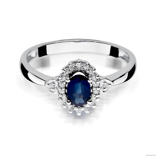 Pierścionek W0312 Szafir 0,70ct białe złoto 375