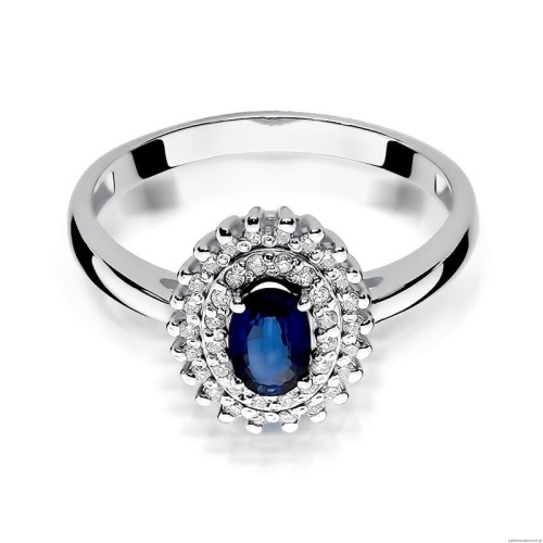 Pierścionek W0303 Szafir 0,70ct białe złoto 375