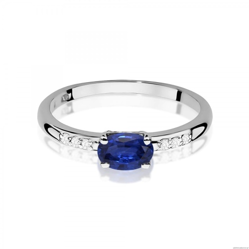 Pierścionek W0077 Szafir 0,70ct białe złoto 375