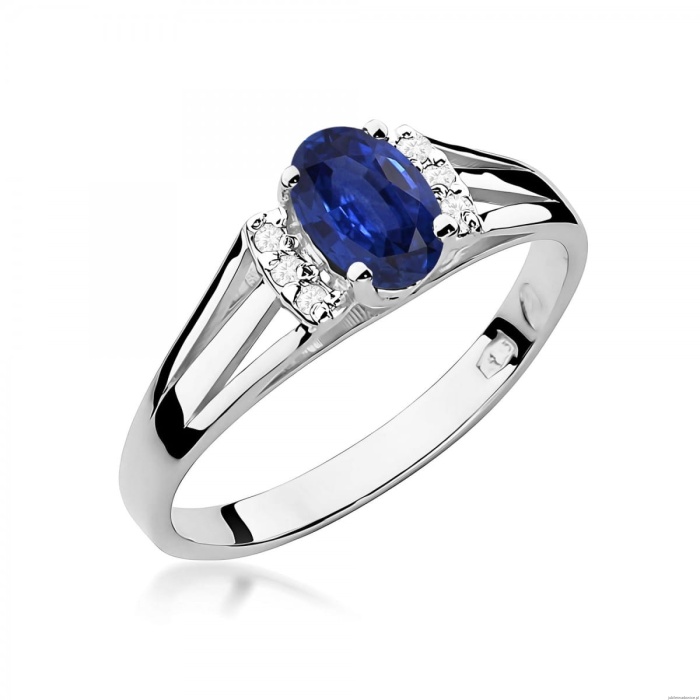 Pierścionek W0005 Szafir 0,70ct białe złoto 375