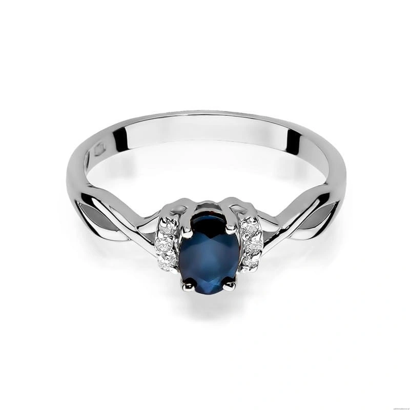 Pierścionek W0019 Szafir 0,70ct białe złoto 375