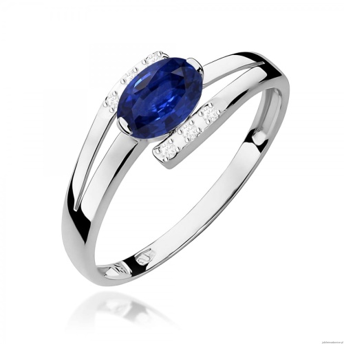 Pierścionek W0119 Szafir 0,70ct białe złoto 375